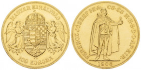 Kremnitz, Franz Joseph I, 1848-1916 100 Corona (Restrike) 1908, AV 37.00 mm., 34.00 g.
Fr. 249R

Fdc