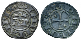 Brindisi, Henry VI imperator with Constance. Denaro 1194-1196, billon 16.50 mm., 0.83 g.
Travaini 7. MIR 256. Sp. 30. MEC 14, 485.

Old cabinet ton...