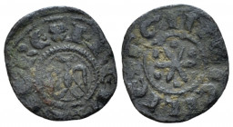 Messina or Palermo, Frederick II Emperor, 1197, 1220 Denaro 1198-1208, billon 13.70 mm., 0.48 g.
Travaini 11. Sp. 90. MIR 86. MEC 14, 501.

Rare. V...