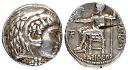 KINGS of MACEDON.Alexander III.(336-323 BC).Kition.Tetradrachm. 

Obv : Head of Herakles right, wearing lion skin.

Rev : AΛΕΞΑΝΔΡΟΥ BAΣIΛEΩΣ.
Zeus se...