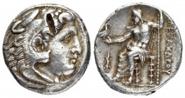 KINGS of MACEDON. Alexander III.(336-323 BC).Pella.Tetradrachm. 

Obv : Head of Herakles right, wearing lion skin.

Rev : AΛΕΞΑΝΔΡΟΥ.
Zeus seated left...