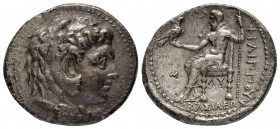 KINGS of MACEDON.Philip III.(323-317).Babylon.Tetradrachm.

Obv : Head of Herakles right, wearing lion skin.

Rev : ΦIΛIΠΠOY.
Zeus enthroned left, hol...