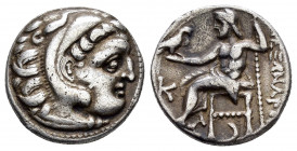 KINGS of MACEDON.Alexander III.(336-323 BC).Kolophon.Drachm.

Obv : Head of Herakles right, wearing lion skin. 

Rev : AΛEΞANΔPOY.
Zeus seated left on...