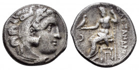 KINGS of MACEDON.Alexander III.(336-323 BC).Kolophon.Drachm. 

Obv : Head of Herakles right, wearing lion skin.

Rev : AΛΕΞΑΝΔΡΟΥ.
Zeus seated left on...
