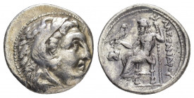 KINGS of MACEDON.Alexander III.(336-323 BC).Lampsakos.Drachm. 

Obv : Head of Herakles right, wearing lion skin.

Rev : AΛEΞANΔPOY.
Zeus seated left w...
