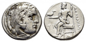 KINGS of MACEDON.Alexander III.(336-323 BC).Sardes.Drachm. 

Obv : Head of Herakles right, wearing lion skin. 

Rev : AΛΕΞΑΝΔΡΥ.
Zeus seated left on t...