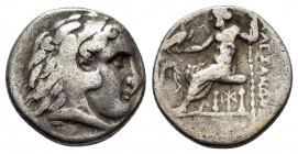 KINGS of MACEDON.Alexander III.(336-323 BC).Miletos.Drachm. 

Obv : Head of Herakles right, wearing lion skin.

Rev : AΛΕΞΑΝΔΡΟΥ.
Zeus seated left on ...