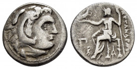 KINGS OF MACEDON. Alexander III.(336-323 BC).Drachm.
 
Obv : Head of Herakles right, wearing lion skin.

Rev : AΛΕΞΑΝΔΡΟΥ.
Zeus seated left on throne,...