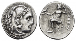 KINGS of MACEDON. Philip III.(323-317 BC).Magnesia ad Maeandrum.Drachm. 

Obv : Head of Herakles right, wearing lion skin.

Rev : ΦΙΛΙΠΠΟΥ.
Zeus seate...