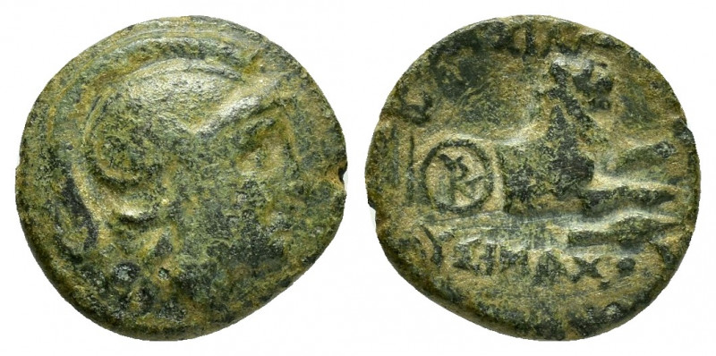 KINGS of THRACE.Lysimachos.(305-281 BC).Lysimachia.Ae.

Obv : Helmeted head of A...