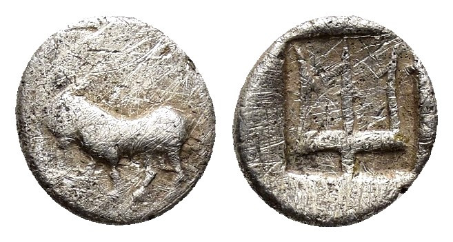 ASIA MINOR.Uncertain.(4th century BC).).Obol.

Obv : Bull standing to left.

Rev...