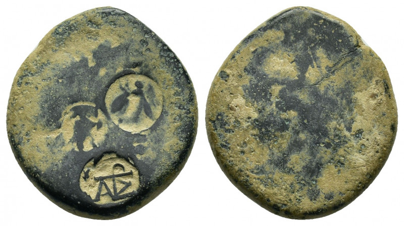 ASIA MINOR.Uncertain.(Circa AD 100-200).Ae.

Obv : Monogram.

Rev : Blank.

Cond...
