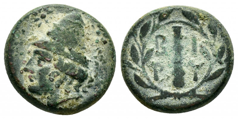 TROAS. Birytis.(4th-3rd centuries BC).Ae.

Obv : Head of Kabeiros left, wearing ...