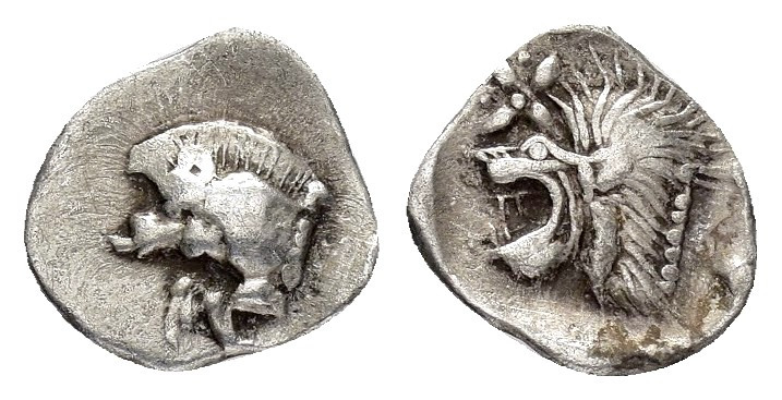 MYSIA.Kyzikos.(Circa 5th century BC).Obol.

Obv : Forepart of boar left; tunny t...