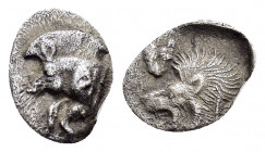 MYSIA.Kyzikos.(Circa 525-475 BC).Obol.

Obv : Forepart of boar left.

Rev : Head of roaring lion left; facing panther’s head above; all within incuse ...