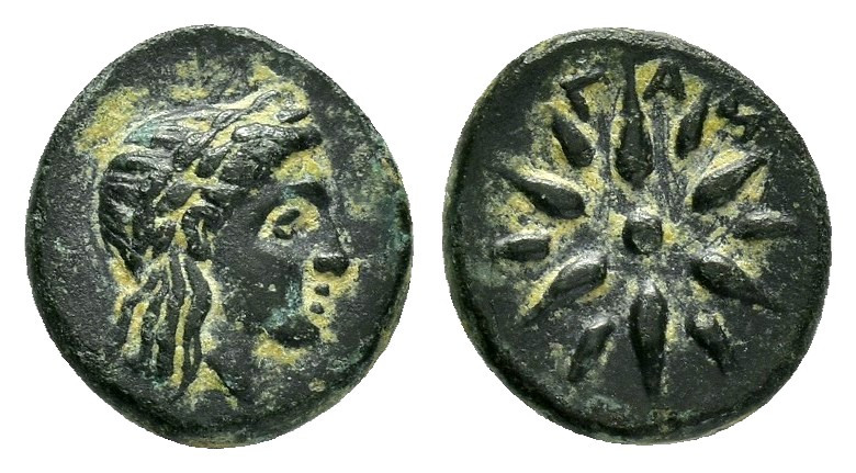 MYSIA.Gambrium.(4th century BC).Ae.

Obv : Laureate head right.

Rev : ΓAM.
Star...