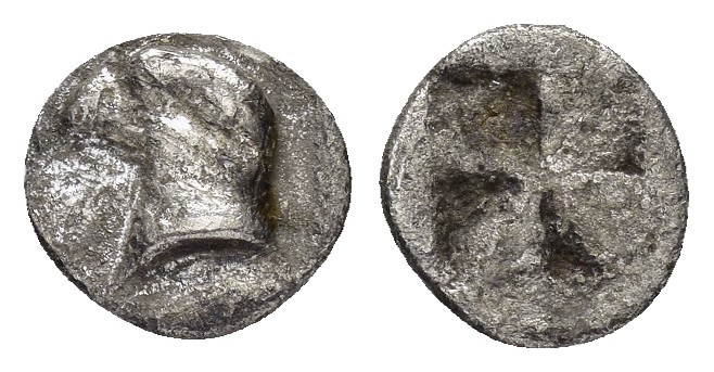 AEOLIS.Kyme.(Circa 480-450 BC).Obol.

Obv : Eagle's head left,

Rev : Quadripart...