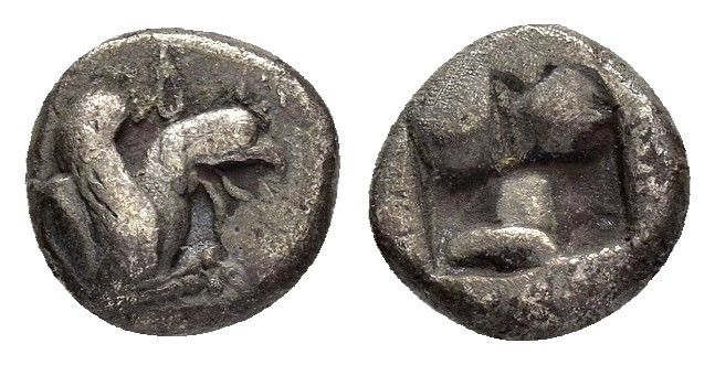 IONIA.Teos.(Circa 510-500 BC).Obol.

Obv : Forepart of a griffin to right.

Rev ...