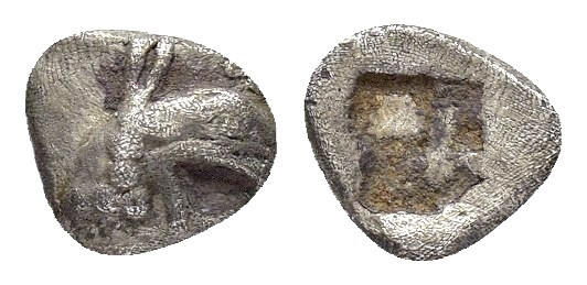 IONIA.Teos.(Circa 500-450 BC).Obol.

Obv : Head of griffin right.

Rev : Quadrip...