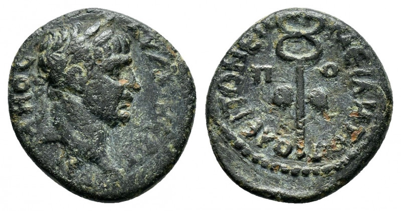 MYSIA.Miletopolis.Trajan.(98-117).Ae.

Obv : ΑΥ ΚΑΙ ΝΕΡ ΤΡΑΙΑΝΟϹ.
Laureate head ...