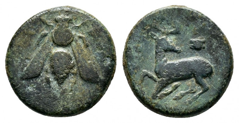 IONIA.Ephesos.(Circa 305-288 BC).Ae.

Obv : Ε - Φ.
Bee.

Rev : AΝΤΙΑΛΚΙΔΑΣ.
Stag...