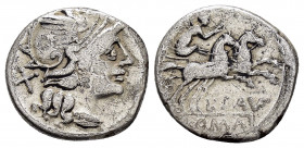 L. SAUFEIUS.(152 BC).Rome.Denarius.

Obv : X.
Helmeted head of Roma right; behind.

Rev : L SAVF ROMA.
Victory in biga right, holding whip and reins.
...