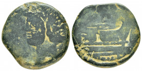 ANONYMOUS.(After 211 BC).Uncertain.As.

Obv : Laureate head of Janus.

Rev : Prow right.
Crawford 56.

Condition : Nice green patina.Very fine.

Weigh...
