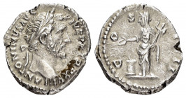 ANTONINUS PIUS.(138-161).Rome.Denarius. 

Obv : ANTONINVS AVG PIVS P P TR P XIX.
Laureate head right.

Rev : COS IIII.
Vesta standing left, holding pa...