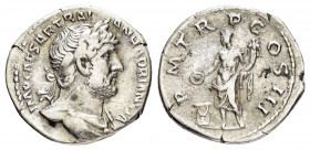 HADRIAN.(117-138).Rome.Denarius. 

Obv : IMP CAESAR TRAIAN HADRIANVS AVG.
Laureate bust right, with slight drapery.

Rev : P M TR P COS III.
Genius st...
