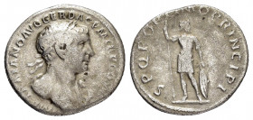 TRAJAN.(98-117).Rome.Denarius. 

Obv : IMP TRAIANO AVG GER DAC P M TR P COS V P P.
Laureate bust right, slight drapery on left shoulder.

Rev : SPQR O...