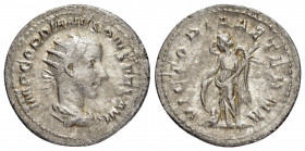 GORDIAN III.(238-244).Rome.Antoninianus. 

Obv : MP GORDIANVS PIVS FEL AVG.
Radiate, draped and cuirassed bust right.

Rev : VICTORIA AETER.
Victory s...