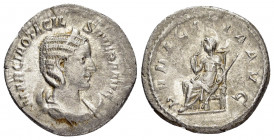 OTACILIA SEVERA.(244-249).Rome.Antoninianus.

Obv : MARCIA OTACIL SEVERA AVG.
Draped bust right, wearing stephane and set upon crescent. 

Rev : PVDIC...