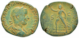 GORDIAN III.(238-244).Rome.Sestertius.

Obv : IMP GORDIANVS PIVS FEL AVG.
Laureate, draped and cuirassed bust right.

Rev : PAX AETERNA S C.
Pax, drap...