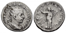 TREBONIANUS GALLUS.(252-253).Rome.Antoninianus. 

Obv : IMP CAE C VIB TREB GALLVS AVG.
Radiate draped and cuirassed bust of Trebonianus Gallus to righ...