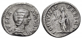 JULIA DOMNA.(193-211).Rome.Denarius. 

Obv : IVLIA AVGVSTA.
Draped bust of Julia Domna to right.

Rev : FORTVNAE FELICI.
Fortuna standing left with ru...