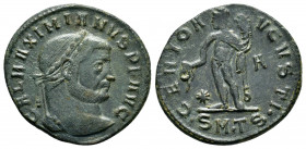 MAXIMINUS II.(309-313).Thessalonica.Follis. 

Obv : CAL MAXIMINVS P F AVG.
Head of Maximinus Daia, laureate, right.

Rev : GENIO AVGVSTI.
Genius, wear...