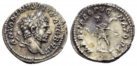 CARACALLA.(198-217).Rome.Denarius. 

Obv : ANTONINVS PIVS AVG BRIT.
Laureate head right.

Rev : MARTI PROPVGNATORI.
Mars advancing left, holding spear...