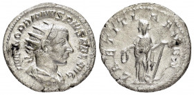 GORDIAN III.(238-244).Rome.Antoninianus.

Obv : IMP GORDIANVS PIVS FEL AVG.
Radiate draped cuirassed bust right.

Rev : LAETITIA AVG N.
Laetitia, drap...