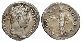 HADRIAN.(117-138).Rome.Travel series.Denarius.

Obv : HADRIANVS-AVG COS III P P.
Laureate head right.

Rev : ALEX-A-NDRIA.
Alexandria standing left, h...
