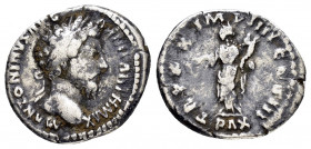 MARCUS AURELIUS.(161-180).Rome.Denarius.

Obv : M ANTONINVS AVG ARM PARTH MAX.
Laureate head right.

Rev : TR P XX IMP IIII COS III PAX.
Pax standing ...