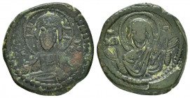 ANONYMOUS FOLLIS.Attributed to Romanus IV.(1068-1071).Constantinople.Ae.

Obv : IC - XC.
Facing bust of Christ Pantokrator.

Rev : MHP - ΘV.
Facing bu...