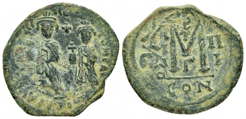 HERACLIUS with HERACLIUS CONSTANTINE.(610-641).Constantinople.Follis. 

Obv : He...