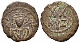 PHOCAS.(602-610).Cyzicus.Half Follis.

Obv : DN FOCA PERP AVG.
Crowned, mantled bust facing, holding mappa and cross.

Rev : Large XX, cross above, re...