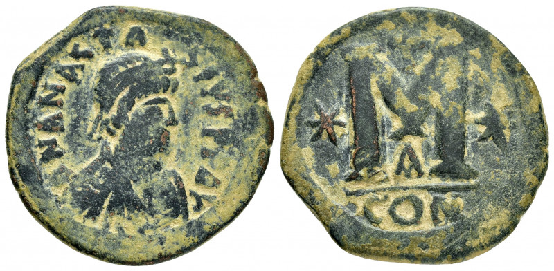 ANASTASIUS I.(491-518).Constantinople.Follis. 

Obv : DN ANASTASIVS PP AVG.
Pear...