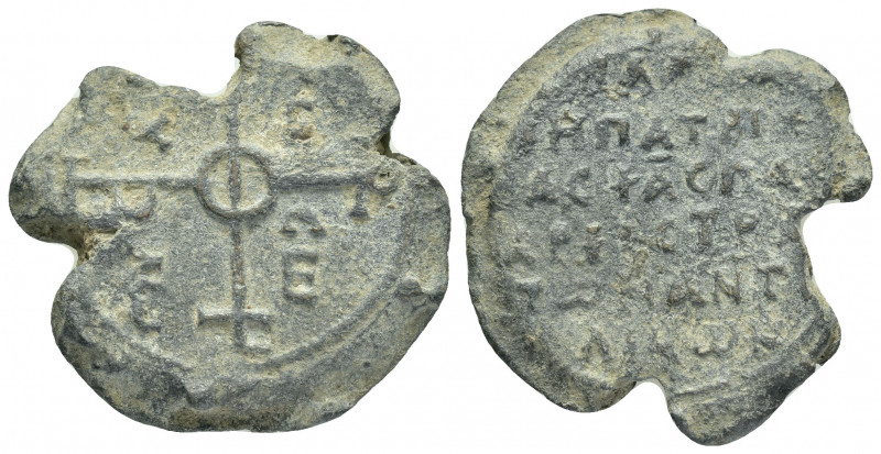 BYZANTINE LEAD SEAL.(Circa 11 th Century).Pb.

Obv : Cruciform invocative monogr...