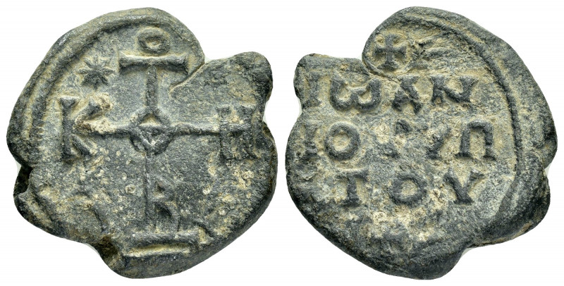 BYZANTINE LEAD SEAL.(Circa 11 th Century).Pb.

Obv : Cruciform invocative monogr...