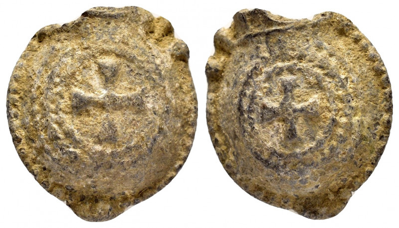 BYZANTINE PILGIM'S LEAD AMPULLA.(11th century).Pb.

Obv : Cross.

Rev : Cross.

...