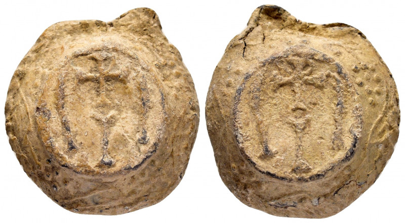 BYZANTINE PILGIM'S LEAD AMPULLA.(11th century).Pb.

Obv : Cross.

Rev : Cross.

...