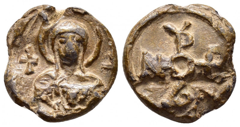 BYZANTINE LEAD SEAL.(Circa 11 th Century).Pb.

Obv : Bust of the Mother of God o...