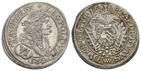HOLY ROMAN EMPIRE.Leopold I.(1657-1705).6 Kreuzer.

Obv : LEOPOLDVS D G R I S A G H B REX.
Laureate, draped and armored bust right.

Rev : ARCHID AVS ...